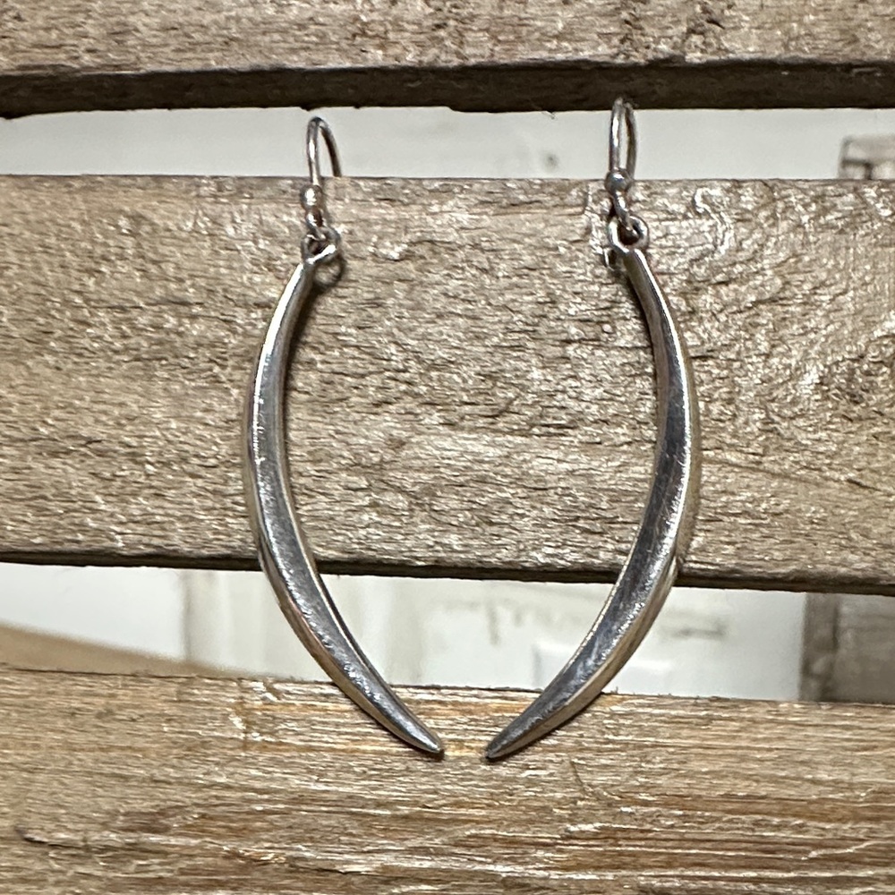 925 sterling silver great shape talon mini slim crescent solid wire drop earring